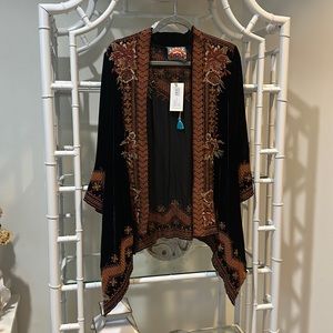 NWT Johnny Was Embroidered Velvet Kimono style jacket